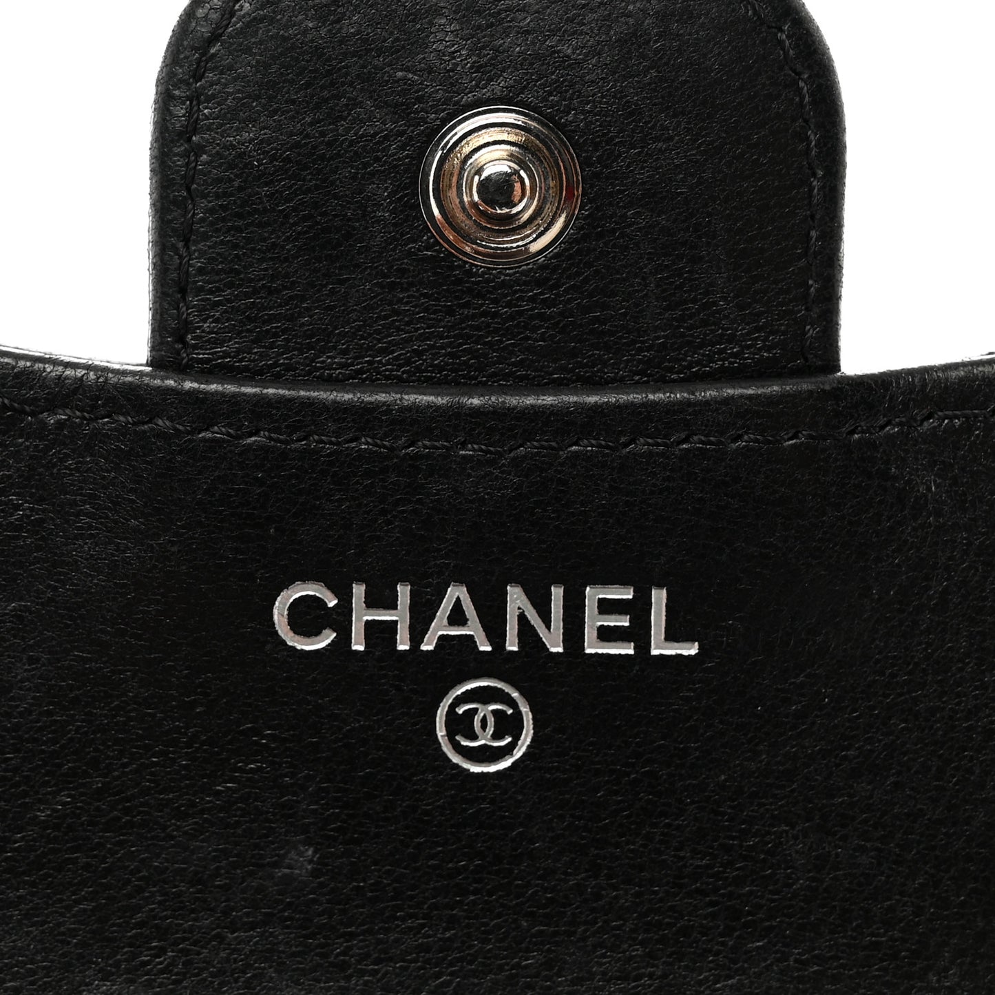 Lambskin Quilted Small Compact Wallet Black