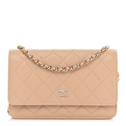 Chanel Caviar Quilted Wallet On Chain WOC Beige 1 of 12