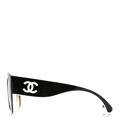 Chanel Acetate Square Sunglasses 6058 Black White 3 of 9