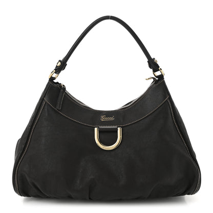 Gucci Calfskin Large D Gold Ring Hobo Chocolate 1 of 10