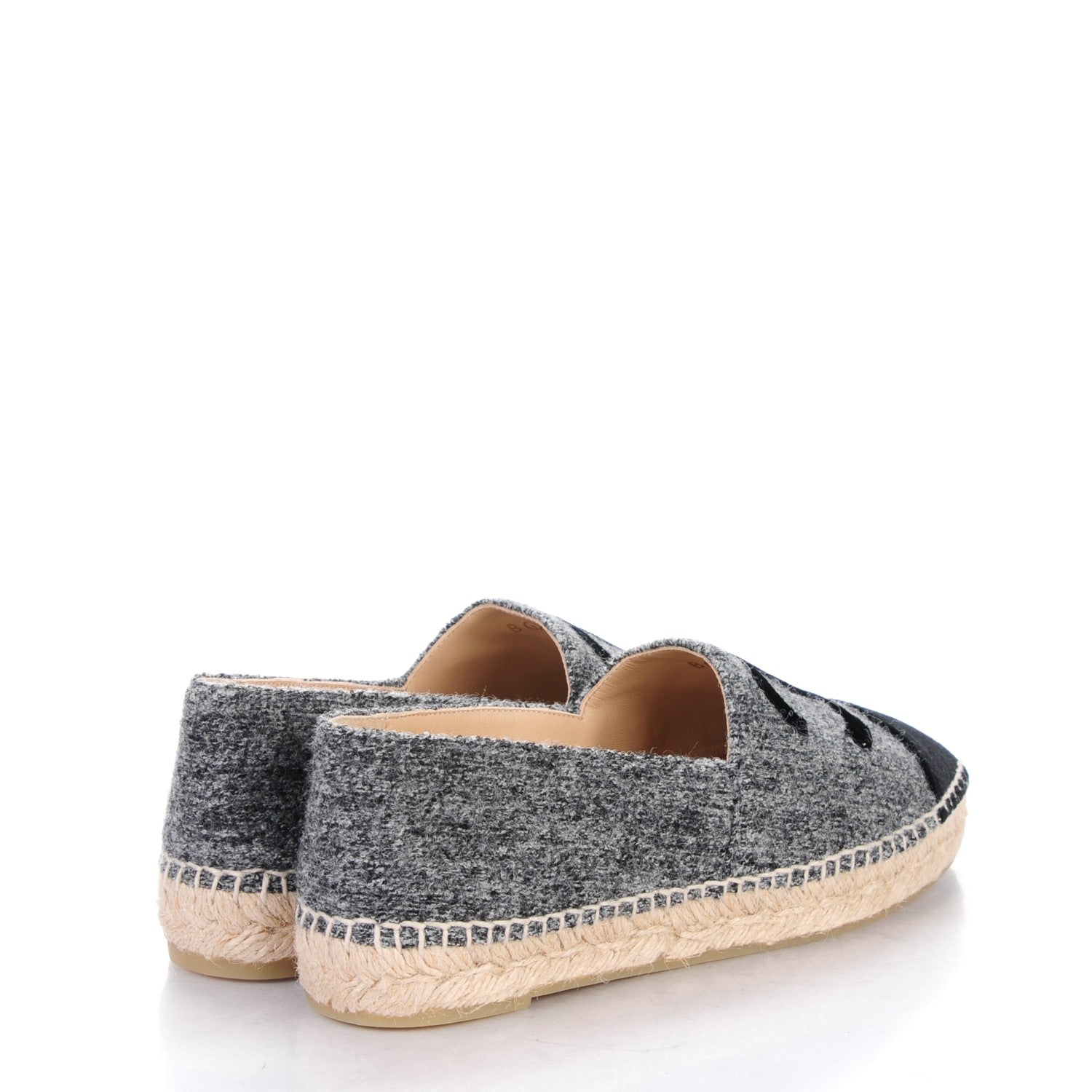 Chanel Tweed Velvet CC Espadrilles 38 Grey Black 4 of 8