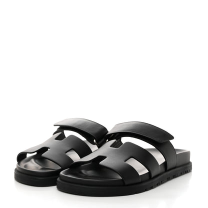 Hermes Calfskin Womens Chypre Sandals 36 Black 3 of 9