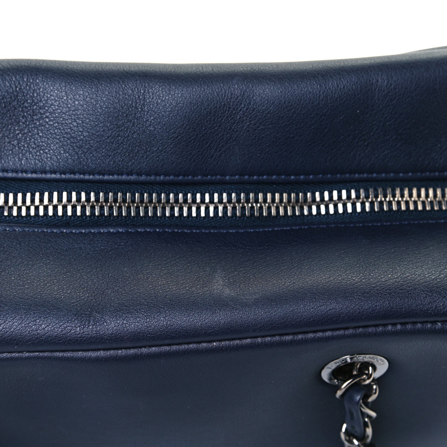 Calfskin Timeless Duo Bowling Bag Dark Navy Black