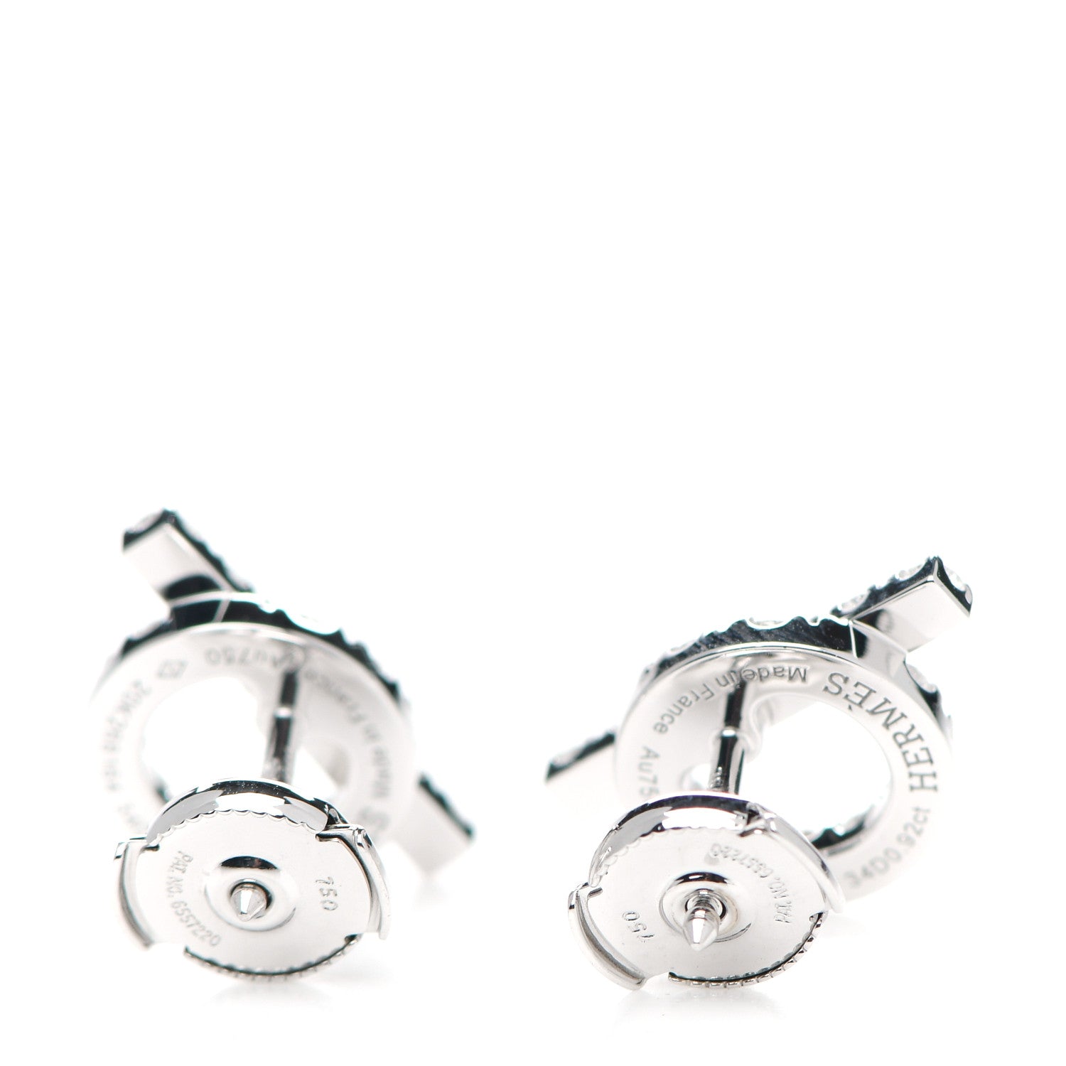 Hermes 18K White Gold Diamond Finesse Earrings 3 of 5
