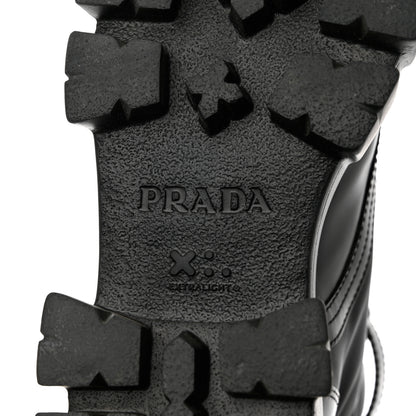 Prada Spazzolato Rois Re-Nylon Metal Triangle Logo Monolith Pouch Pocket 55mm Boots 39.5 Black 8 of 9