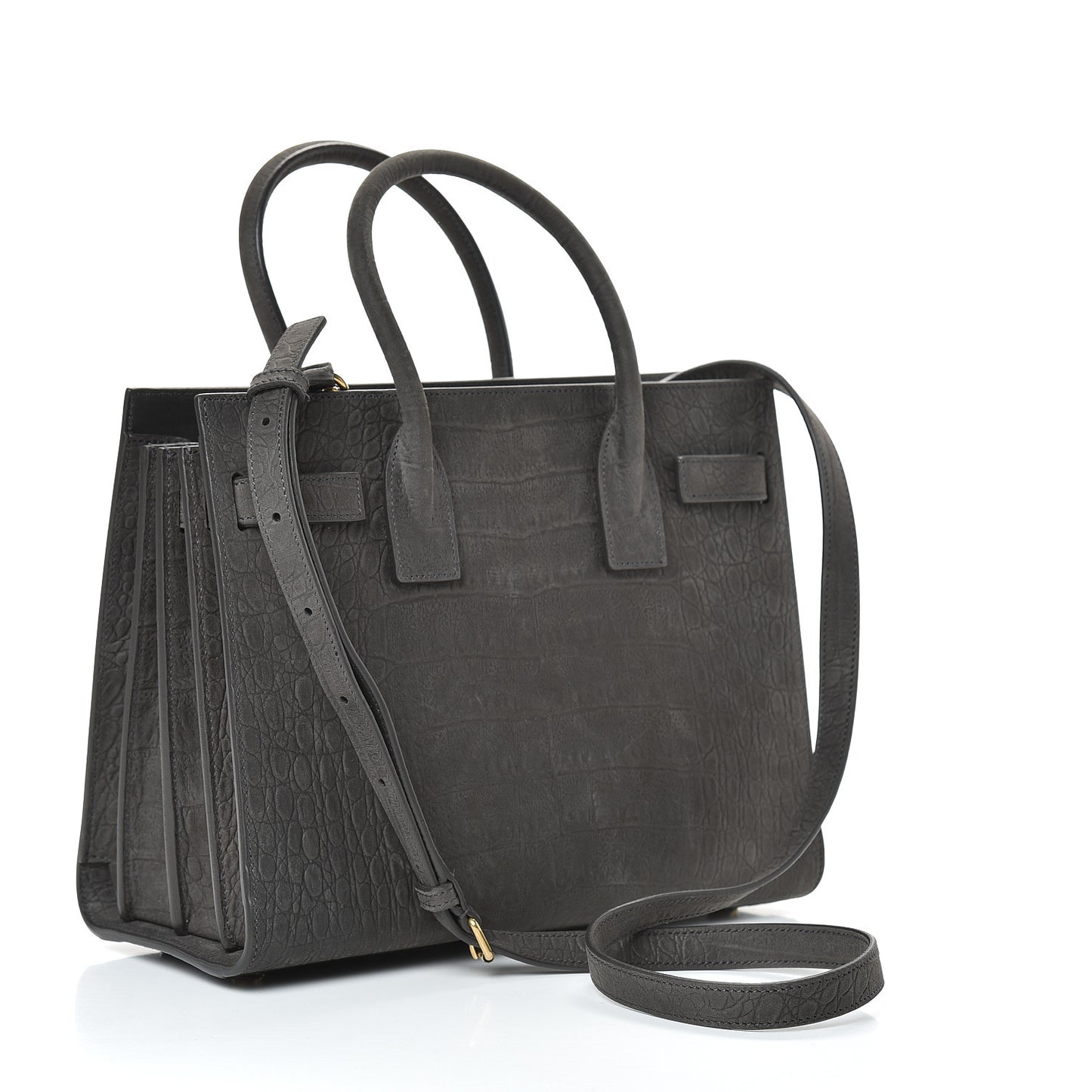 Crocodile Embossed Nubuck Baby Sac De Jour Dark Anthracite