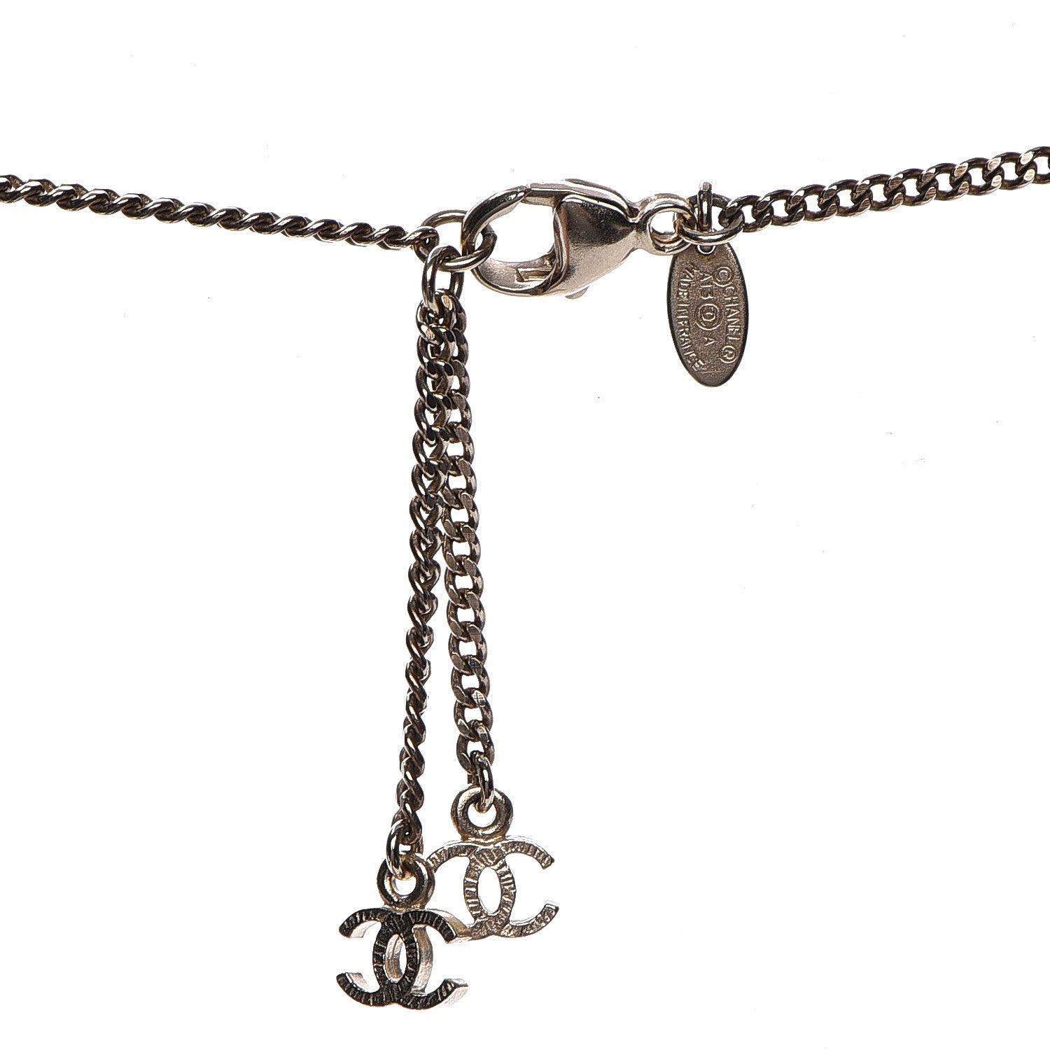 Chanel Pearl Resin CC Necklace Burgundy Gold 5 of 6