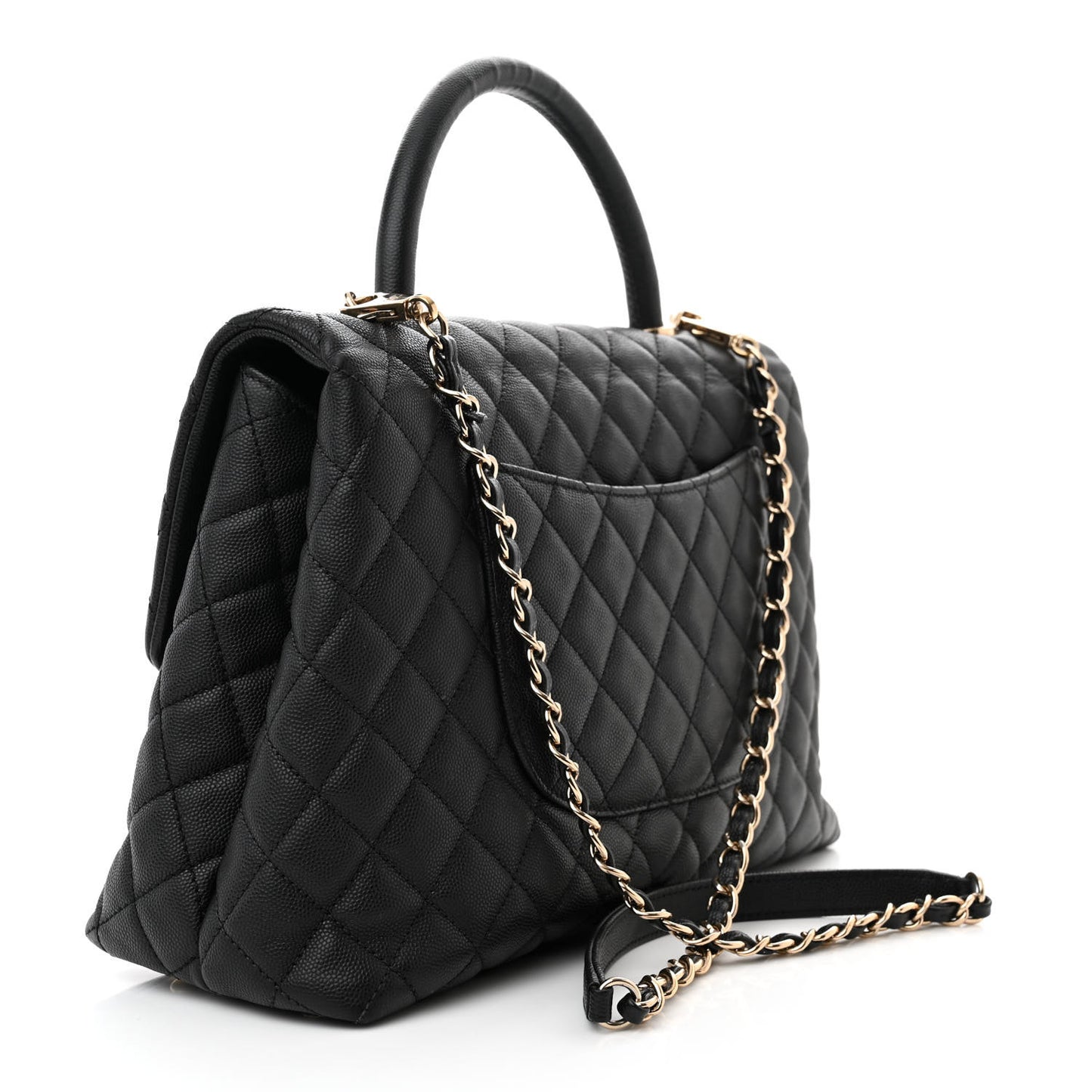 Caviar Quilted Medium Coco Handle Flap Black