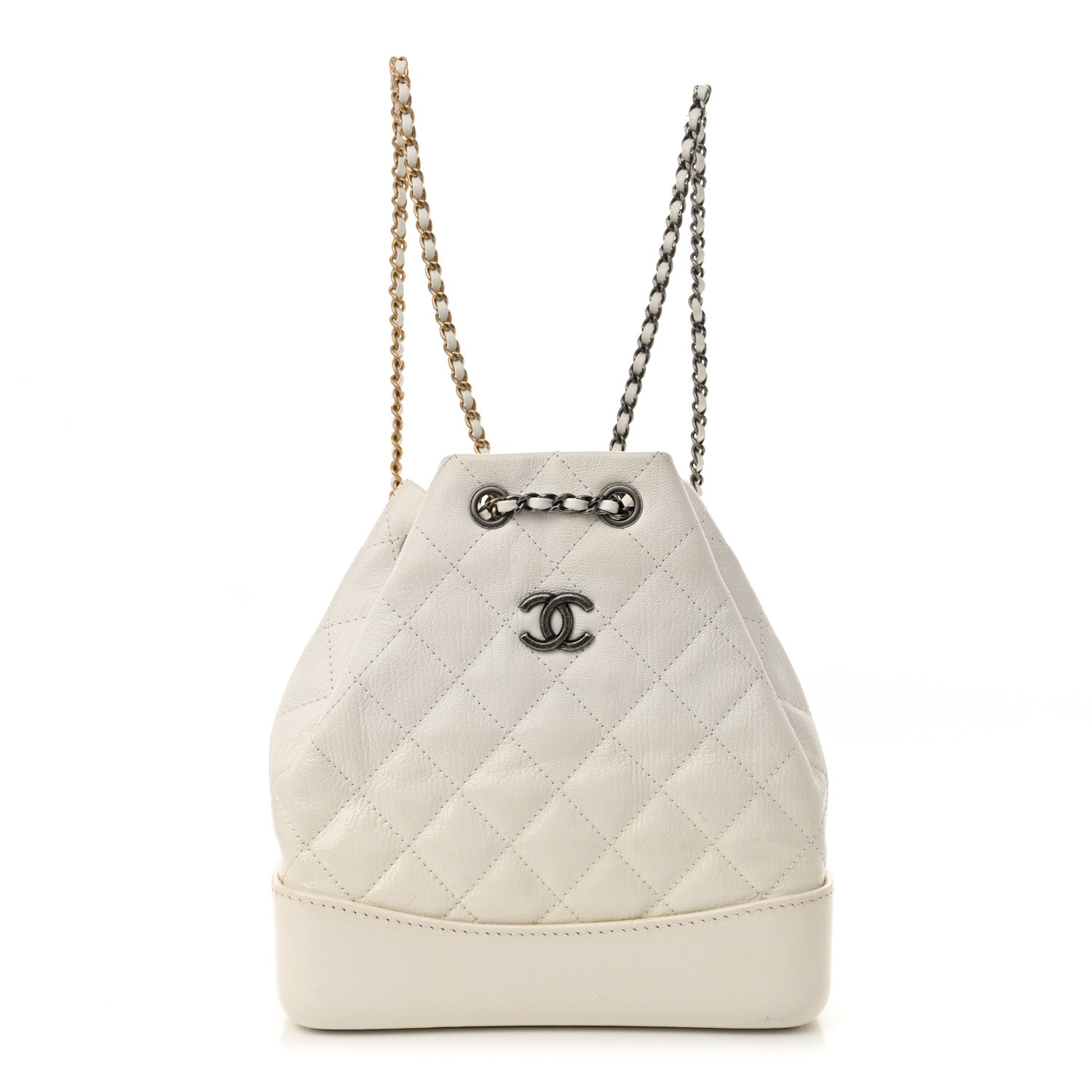 Chanel Patent Goatskin Quilted Small Gabrielle Backpack White 1 of 13