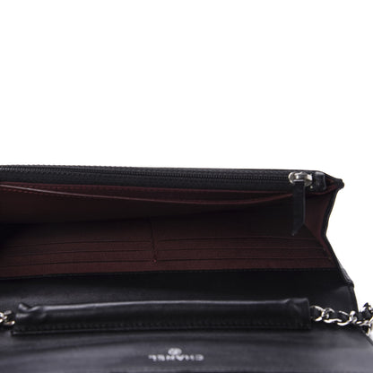 Chanel Lambskin Quilted Wallet On Chain WOC Black 6 of 12