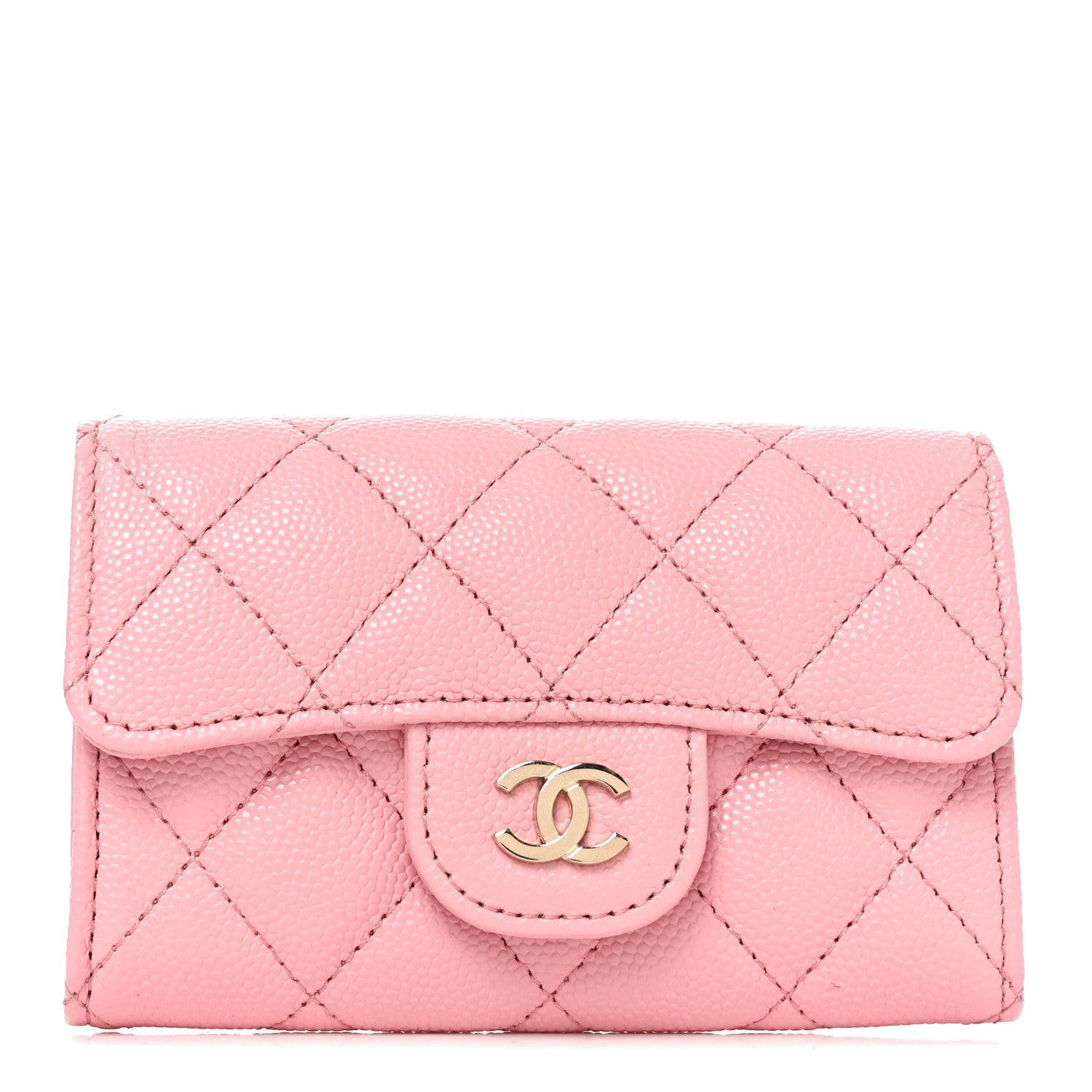 Chanel Caviar Quilted Flap Card Holder Wallet Pink 1 of 9