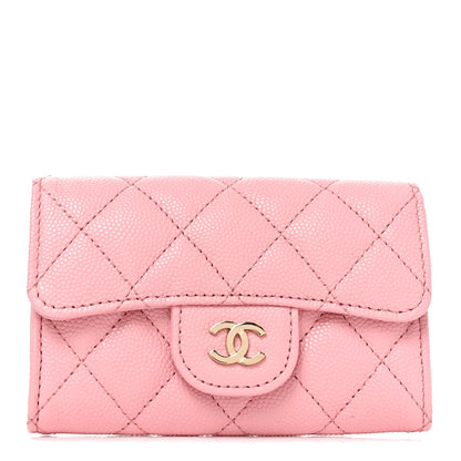 Chanel Caviar Quilted Flap Card Holder Wallet Pink 1 of 9