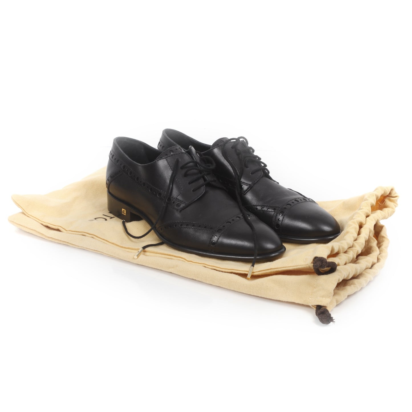 Mens Perforated Leather Lace Up Shoes 37 Black