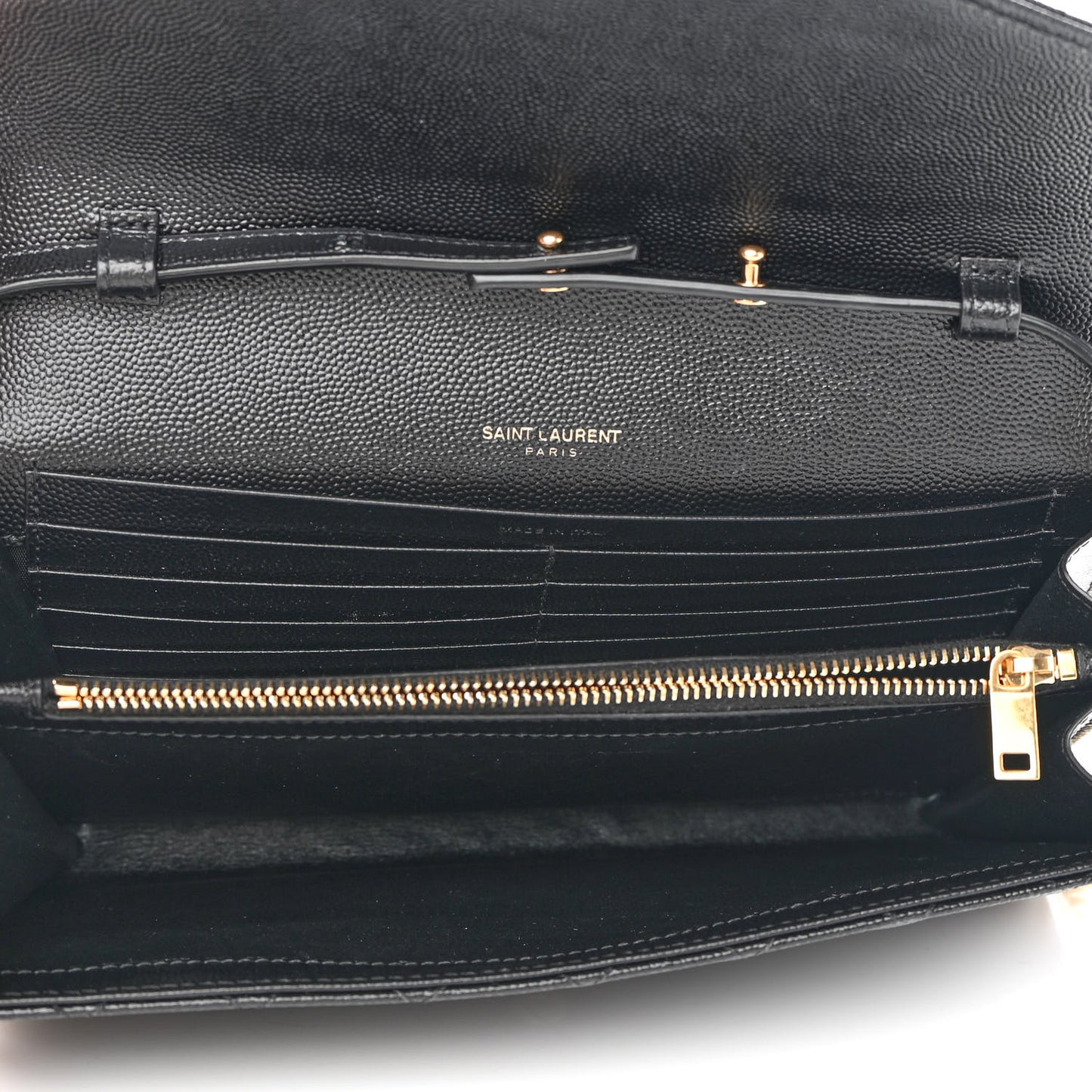 Grain De Poudre Mixed Matelasse Triquilt Monogram Chain Wallet Black