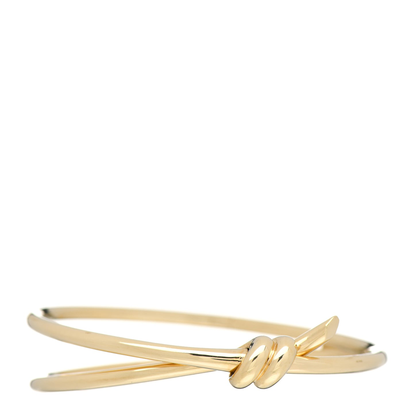 18K Yellow Gold Double Row Knot Hinged Bangle Bracelet