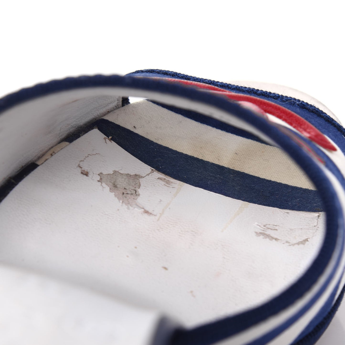 Canvas Striped Wedge Sandals 36 Red Navy Blue