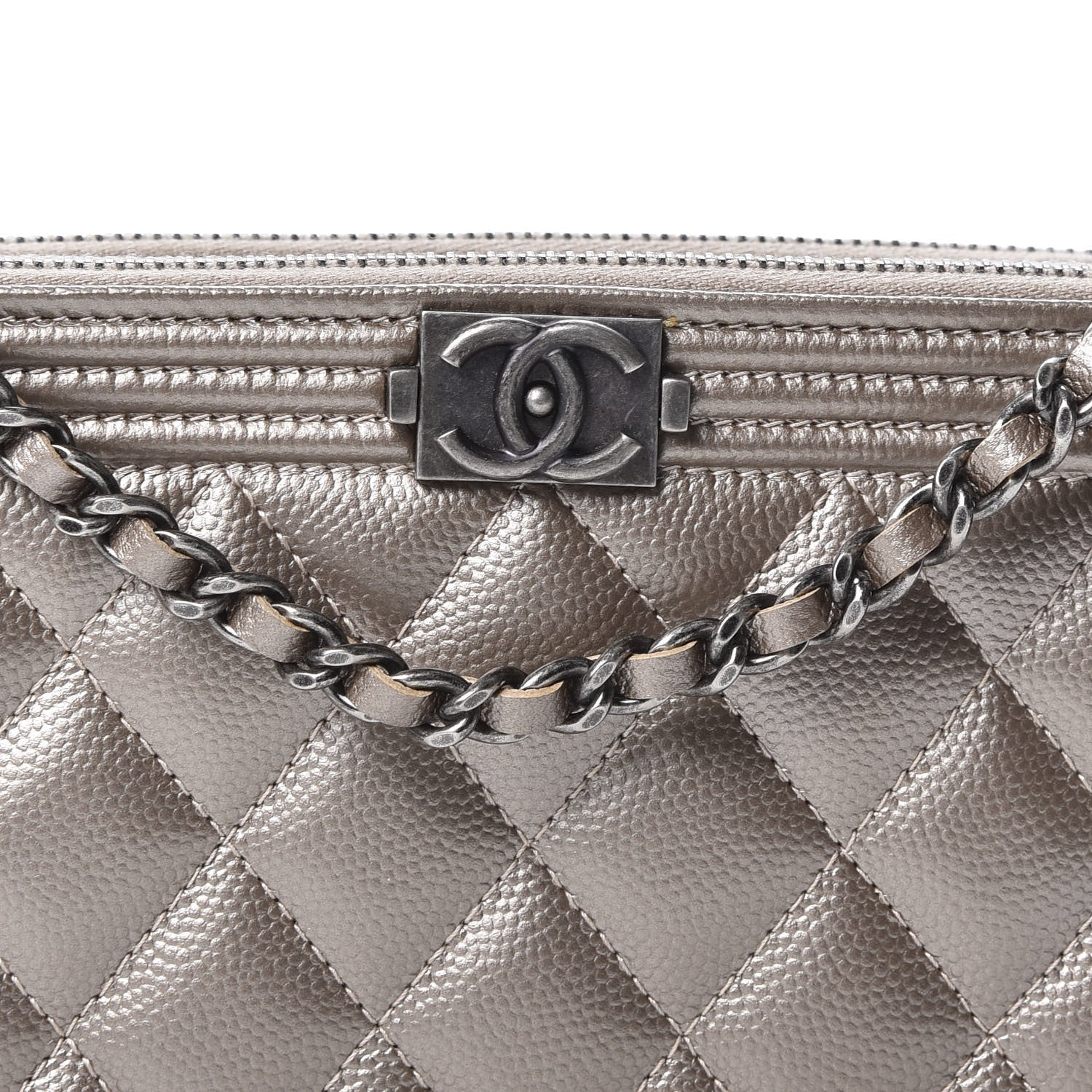 Chanel Metallic Caviar Quilted Small Boy Clutch With Chain Copper 11 of 11