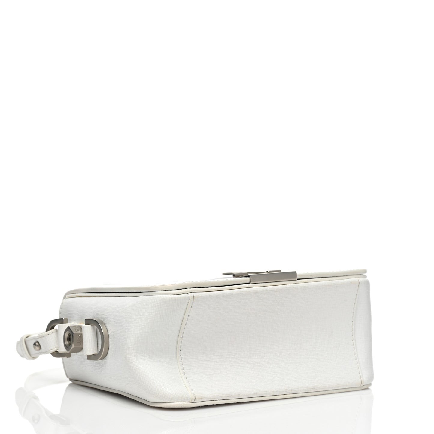 Saffiano Striped Diag Binder Flap Bag White Black