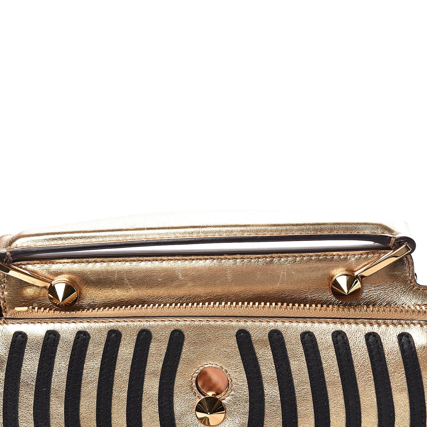 Lambskin Waves Small DotCom Click Chain Satchel Gold Black