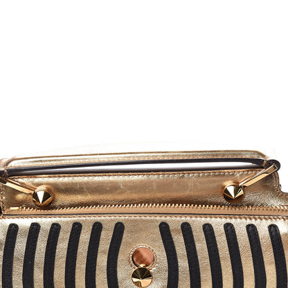 Fendi Lambskin Waves Small DotCom Click Chain Satchel Gold Black 11 of 15