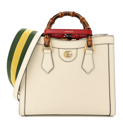 Gucci Textured Dollar Calfskin Web Small Diana Tote Bag Mystic White 1 of 11