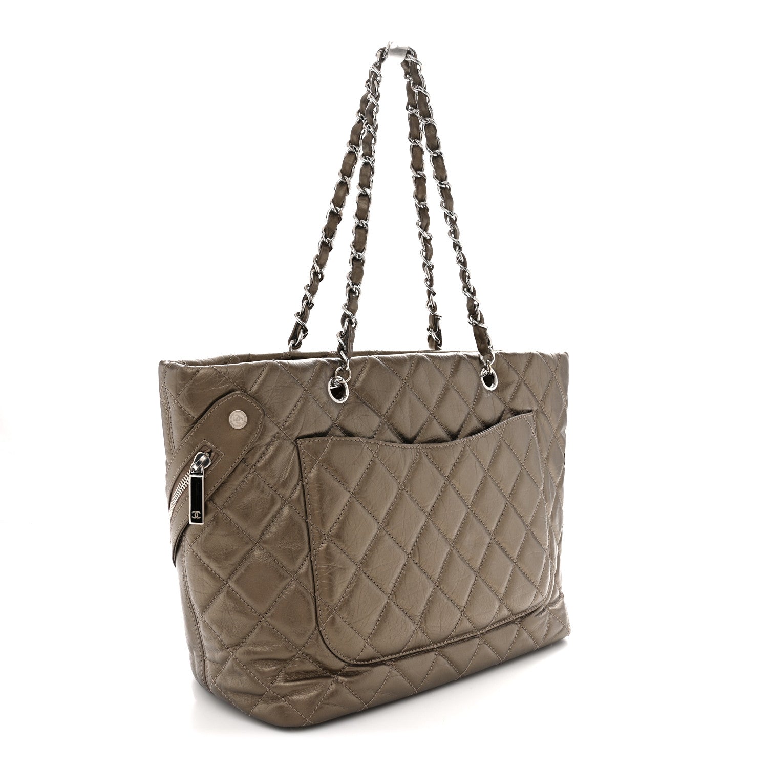 Chanel Metallic Aged Calfskin Quilted Large Cotton Club Tote Bronze 3 of 10