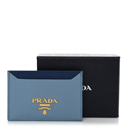 Prada Vitello Move Metal Card Holder Astrale Blue 7 of 7