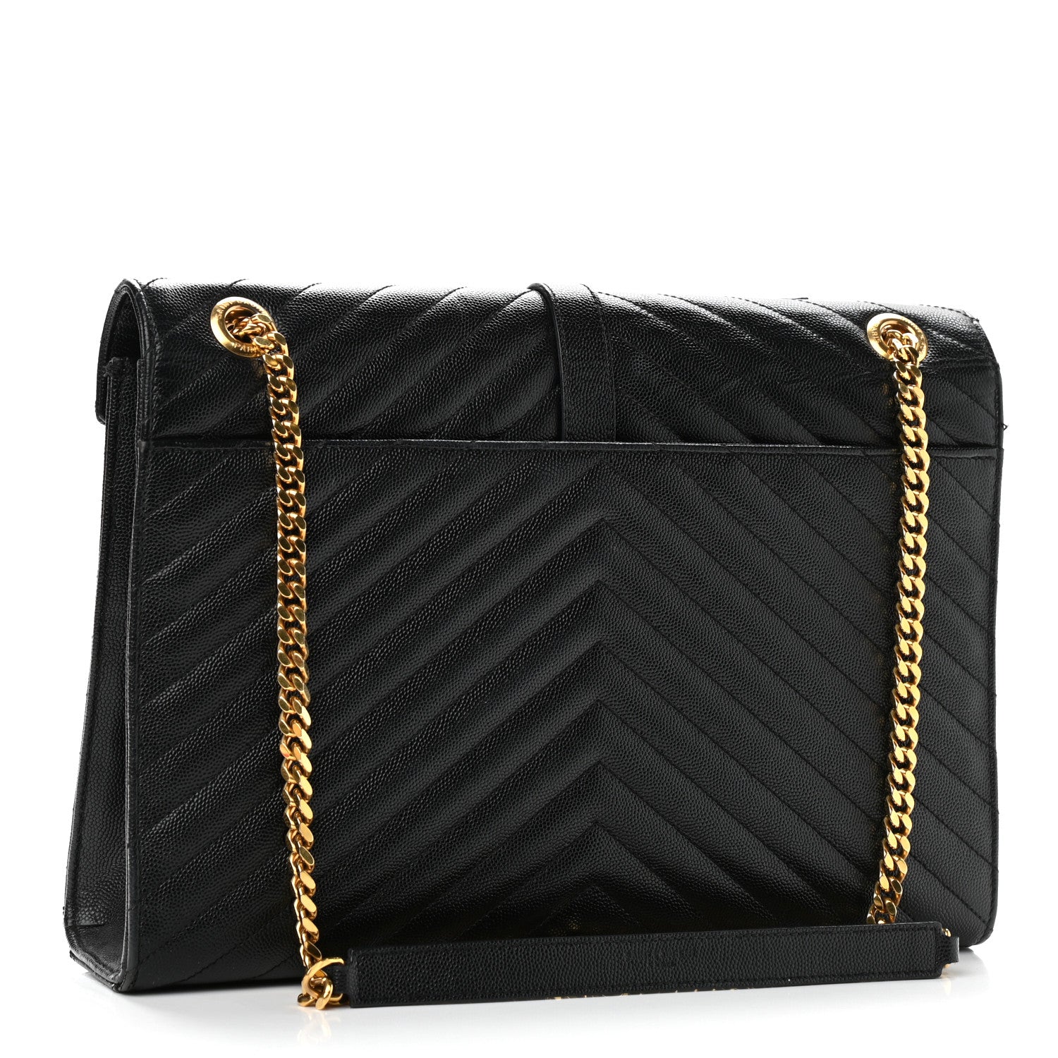 Saint Laurent Grain De Poudre Matelasse Chevron Large Monogram Satchel Black 3 of 20