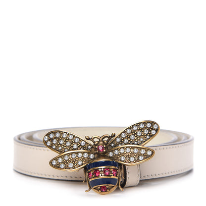 Gucci Calfskin Queen Margaret Bee Belt 85 34 White 1 of 4