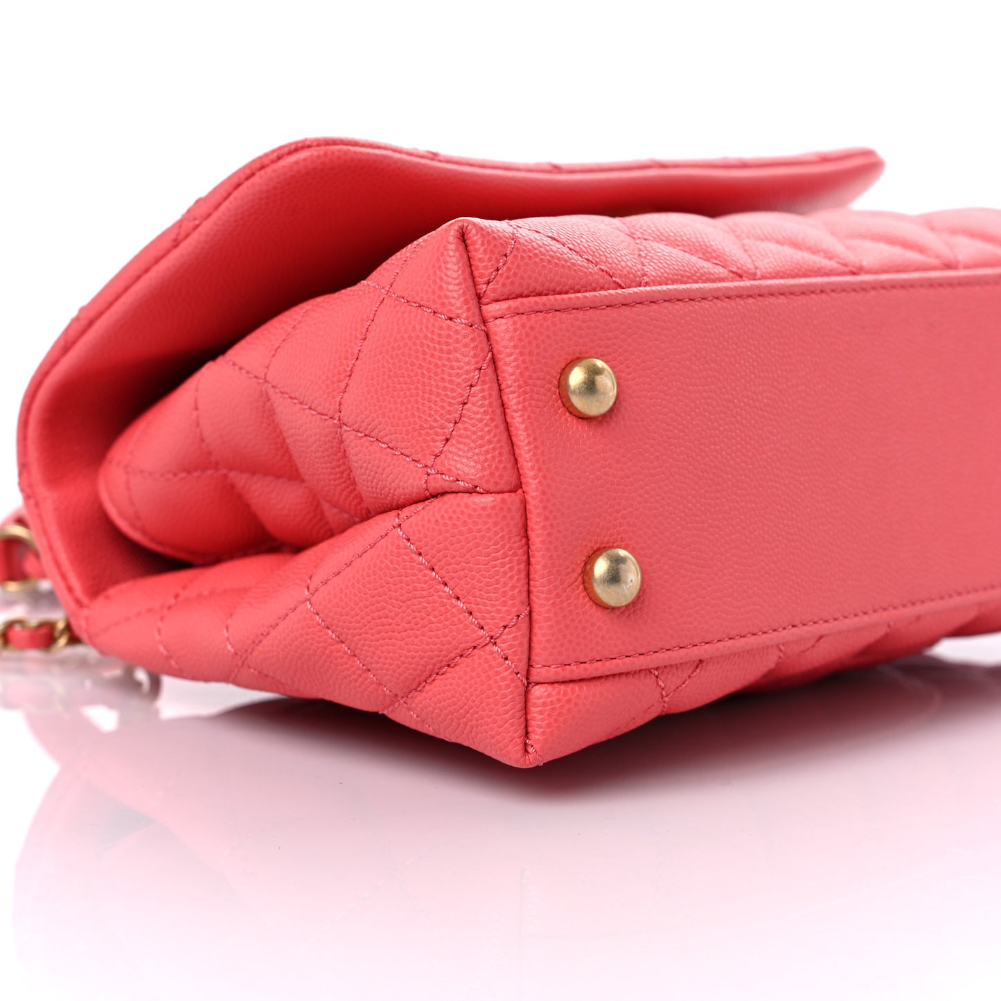Caviar Quilted Mini Coco Handle Flap Coral