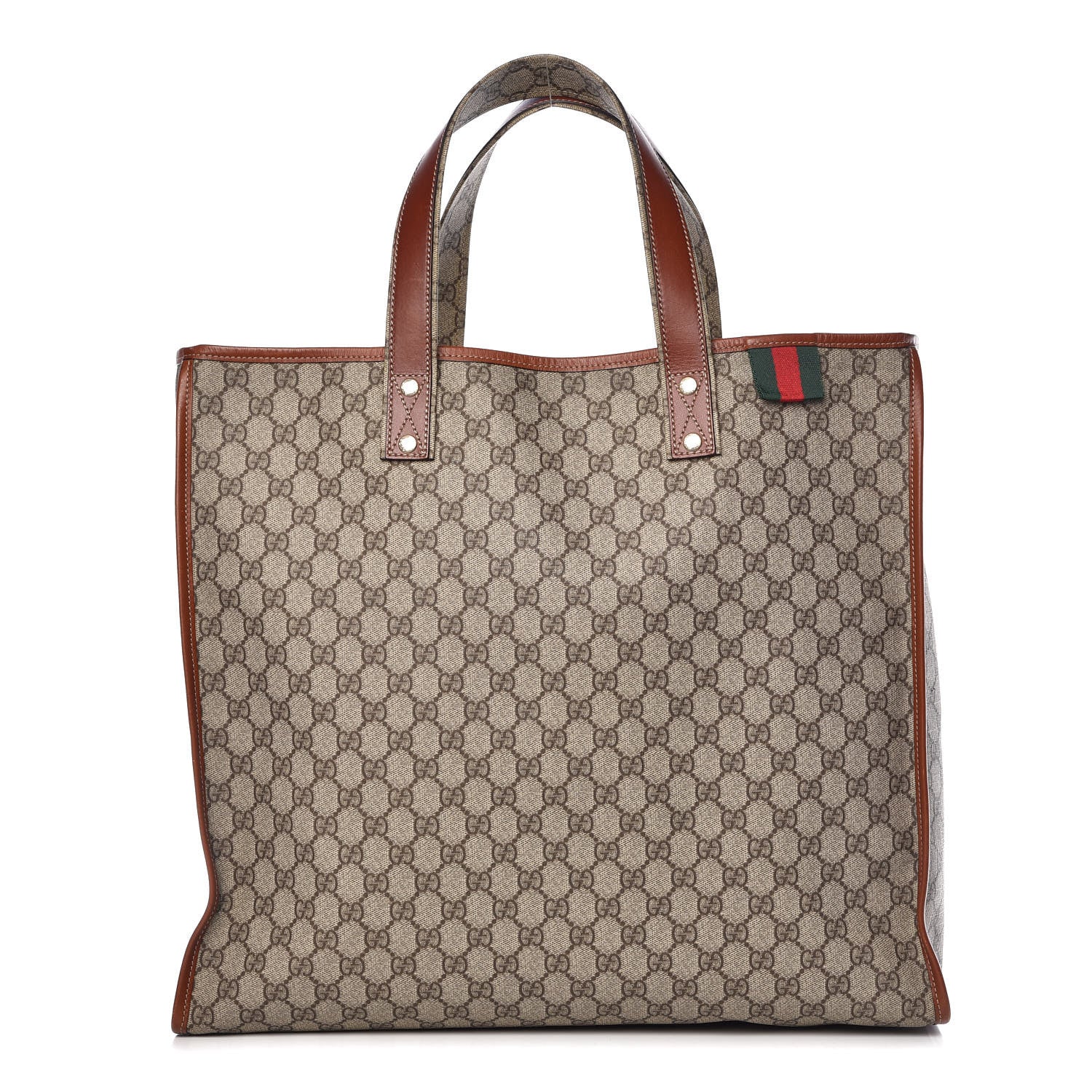 Gucci GG Plus Monogram Large Signature Web Loop Tote Brown 1 of 11