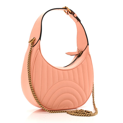 Gucci Calfskin Vertical Ring Matelasse Mini GG Marmont Half Moon Hobo Peachy Chic 3 of 10