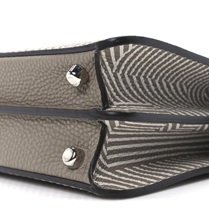 Fendi Cuoio Romano Striped Macro FF Bicolor Mini Peekaboo I SEE U Satchel Ghianda 9 of 9