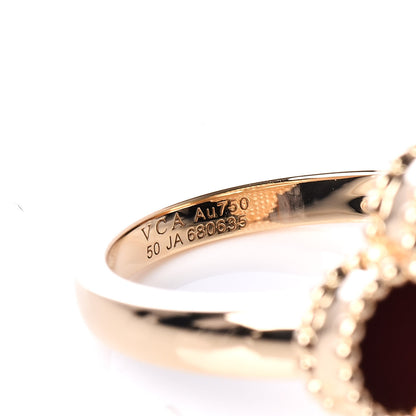 Van Cleef & Arpels 18K Yellow Gold Diamond Carnelian Vintage Alhambra Ring 51 5.75 5 of 7