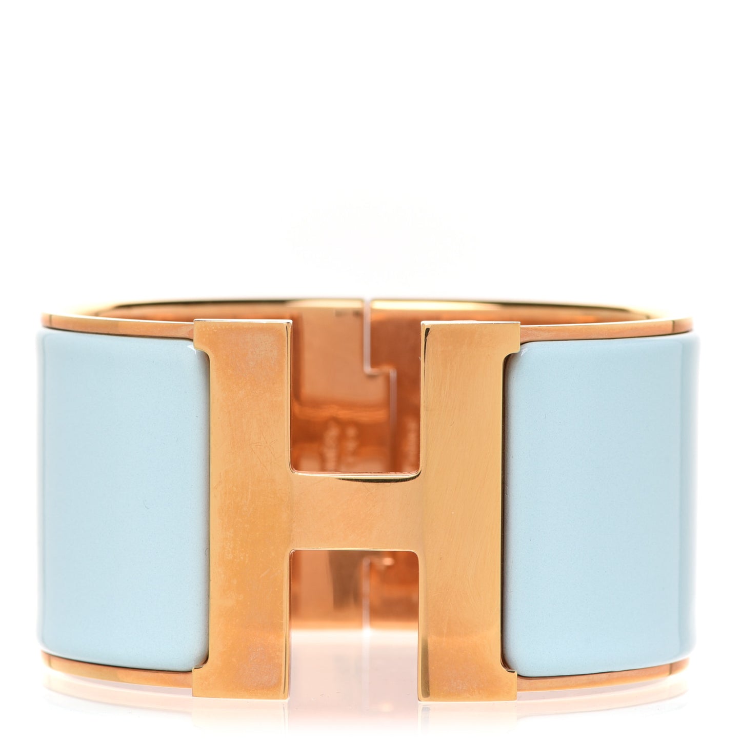 Enamel Extra Wide Clic Clac H Bracelet GM Bleu Glacier