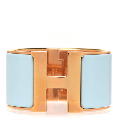 Hermes Enamel Extra Wide Clic Clac H Bracelet GM Bleu Glacier 1 of 5