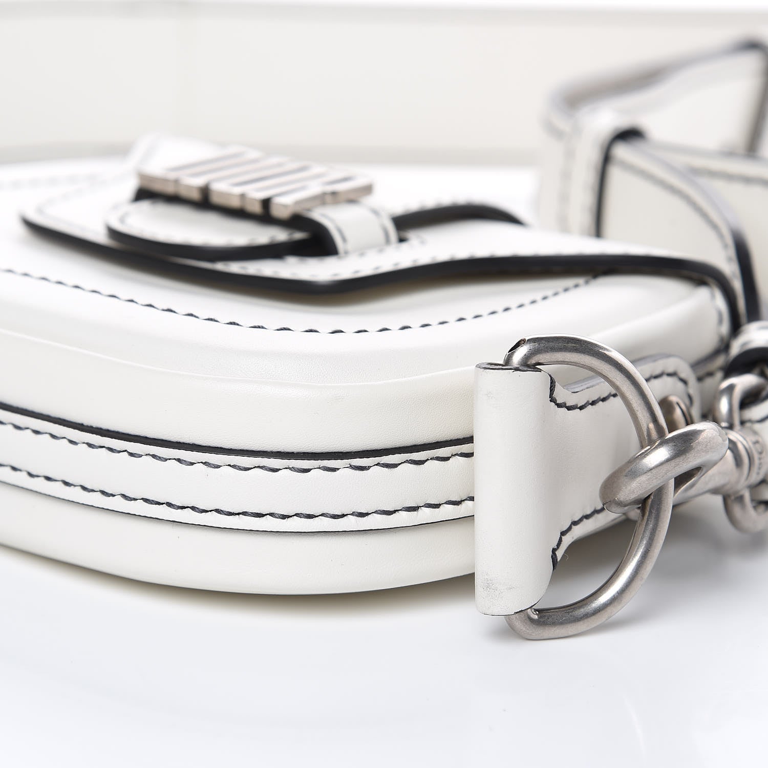 Christian Dior Calfskin Mini D Fence Saddle Bag White 10 of 11