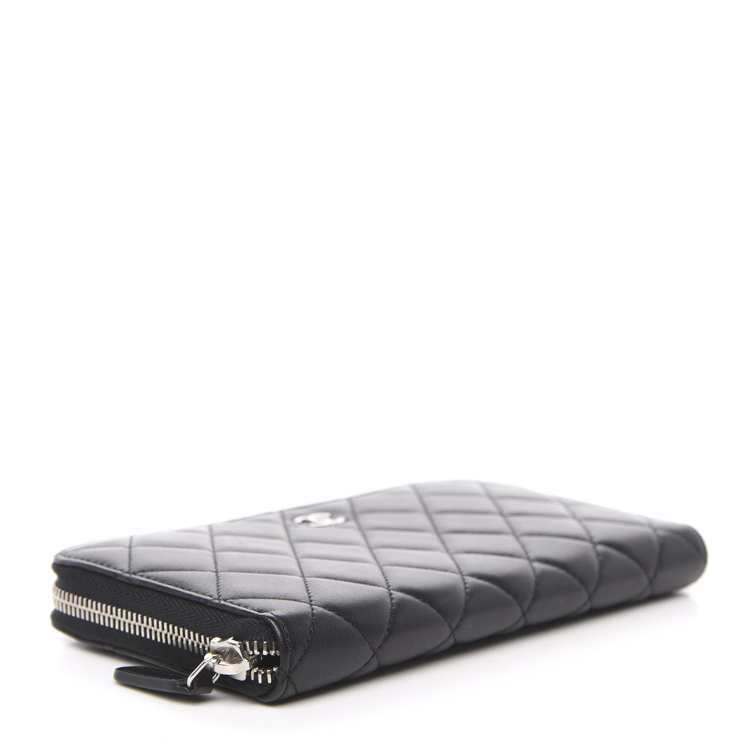 Chanel Lambskin Quilted Large Gusset Zip Around Wallet Black 4 of 9
