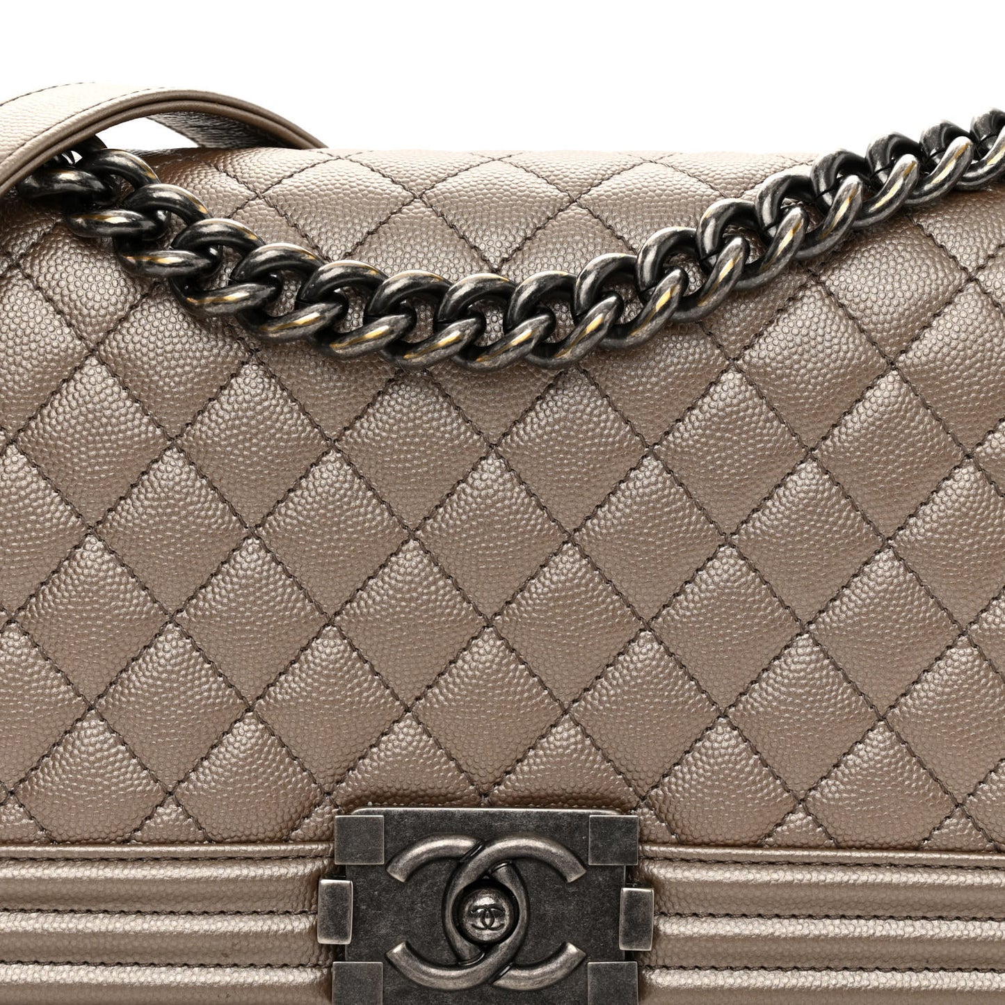 Metallic Caviar Quilted Medium Boy Flap Copper