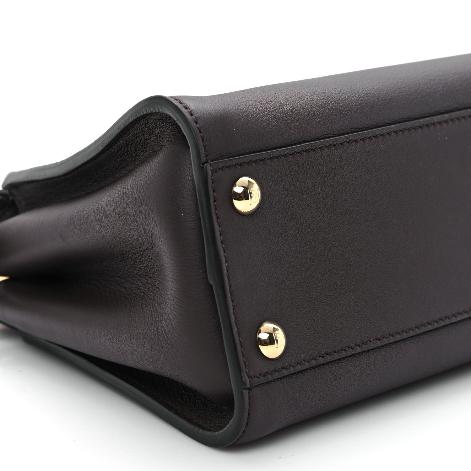 Fendi Vitello Seta Suede FF Mini Peekaboo Iconic Satchel Chocolate 9 of 10