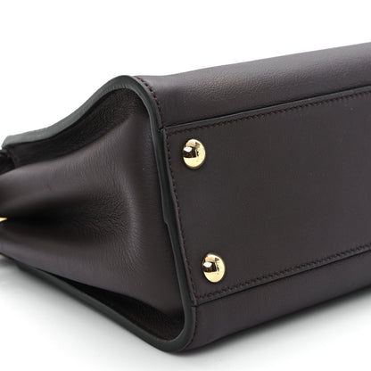 Fendi Vitello Seta Suede FF Mini Peekaboo Iconic Satchel Chocolate 9 of 10