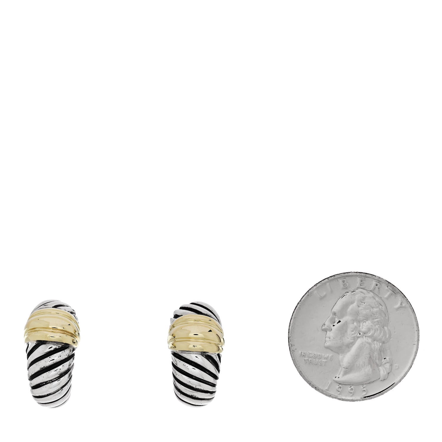 David Yurman Sterling Silver 14K Gold Thoroughbred Shrimp Earrings 2 of 5