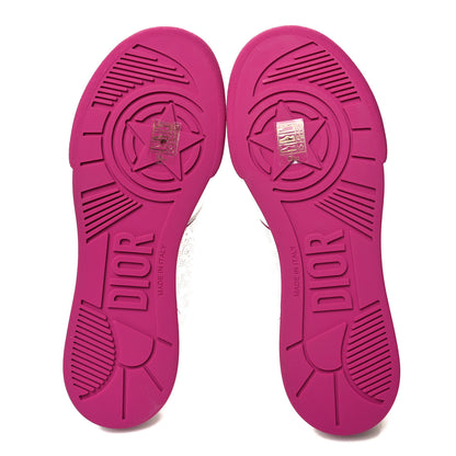 Christian Dior Calfskin Oblique Laser Perforated Dior One Low Sneakers 39 White Fuchsia 5 of 9