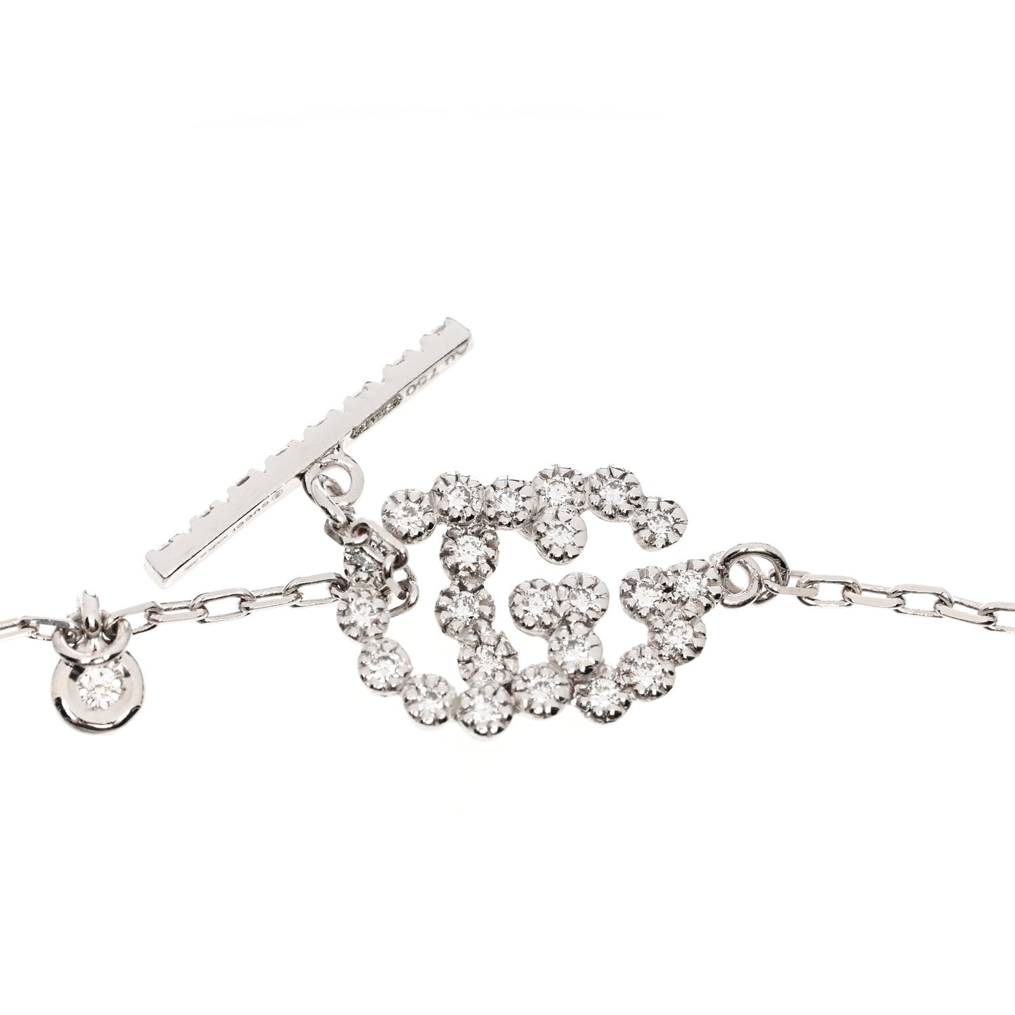 18K White Gold Diamond GG Running Bracelet