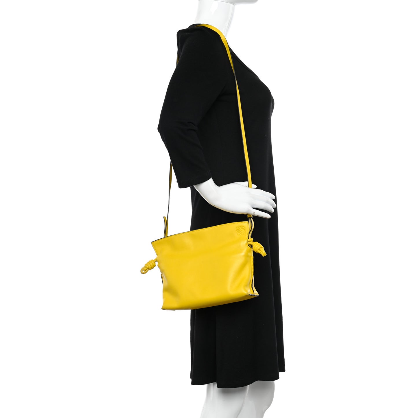Calfskin Mini Flamenco Knot Clutch Mustard
