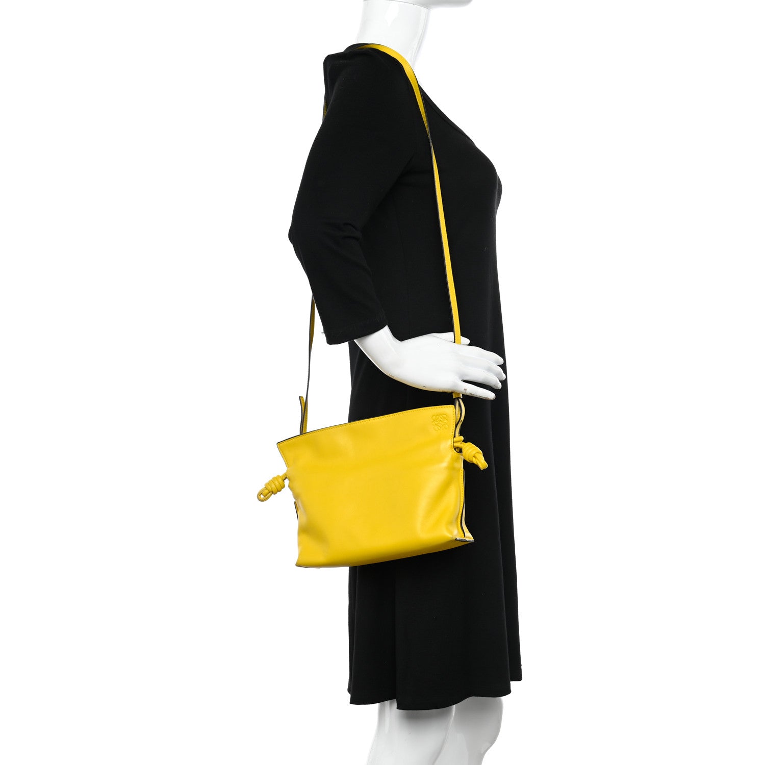 Loewe Calfskin Mini Flamenco Knot Clutch Mustard 2 of 12