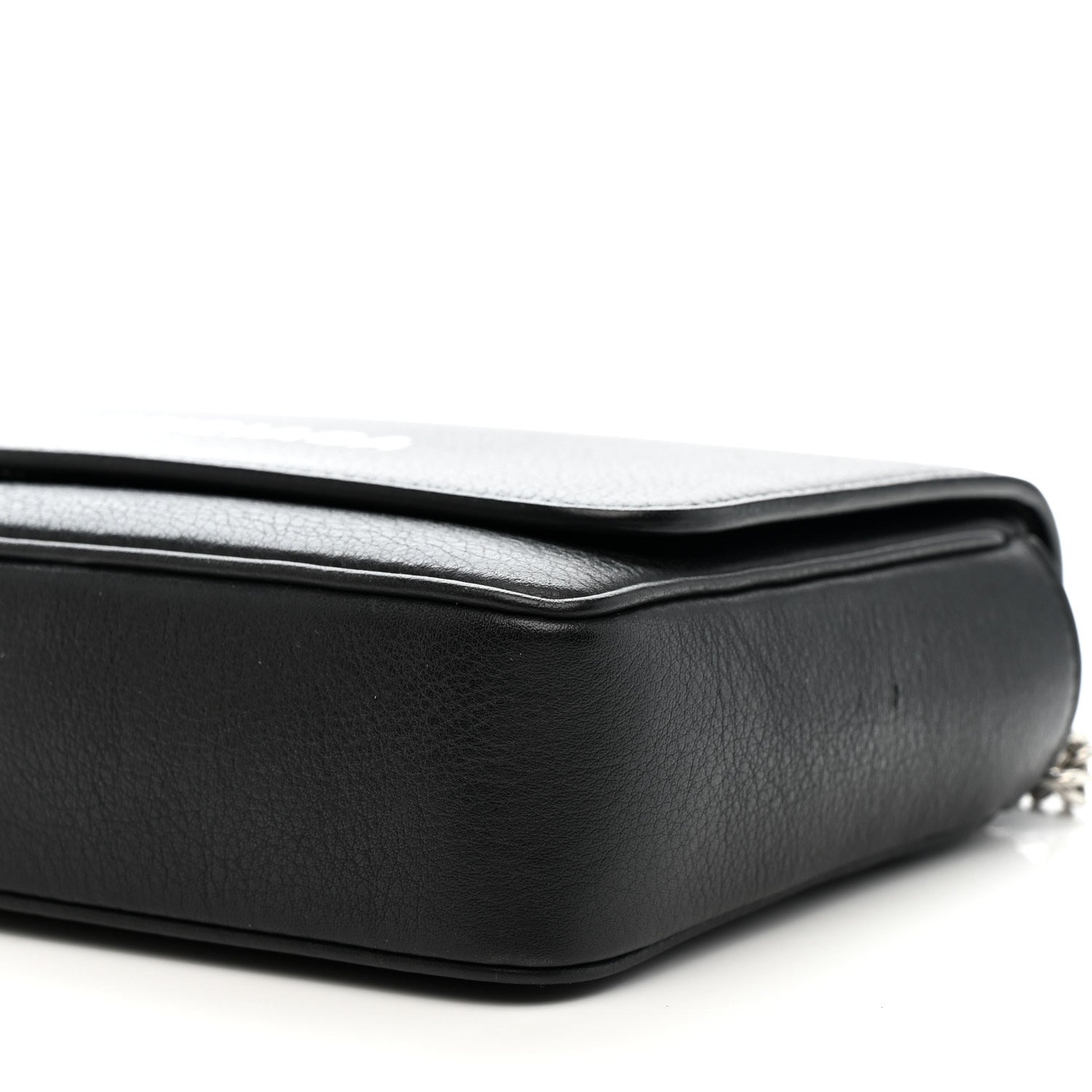 Balenciaga Pebbled Calfskin Logo Everyday Flap Chain Wallet Black 9 of 14