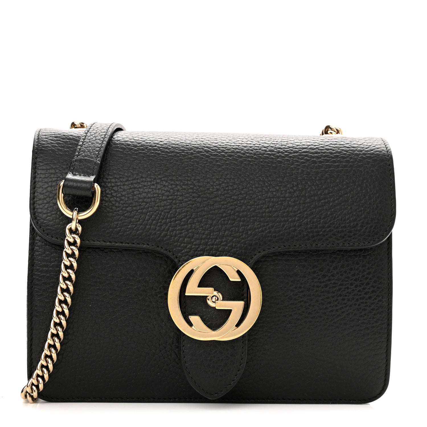 Gucci Dollar Calfskin Small Interlocking G Shoulder Bag Black 1 of 11