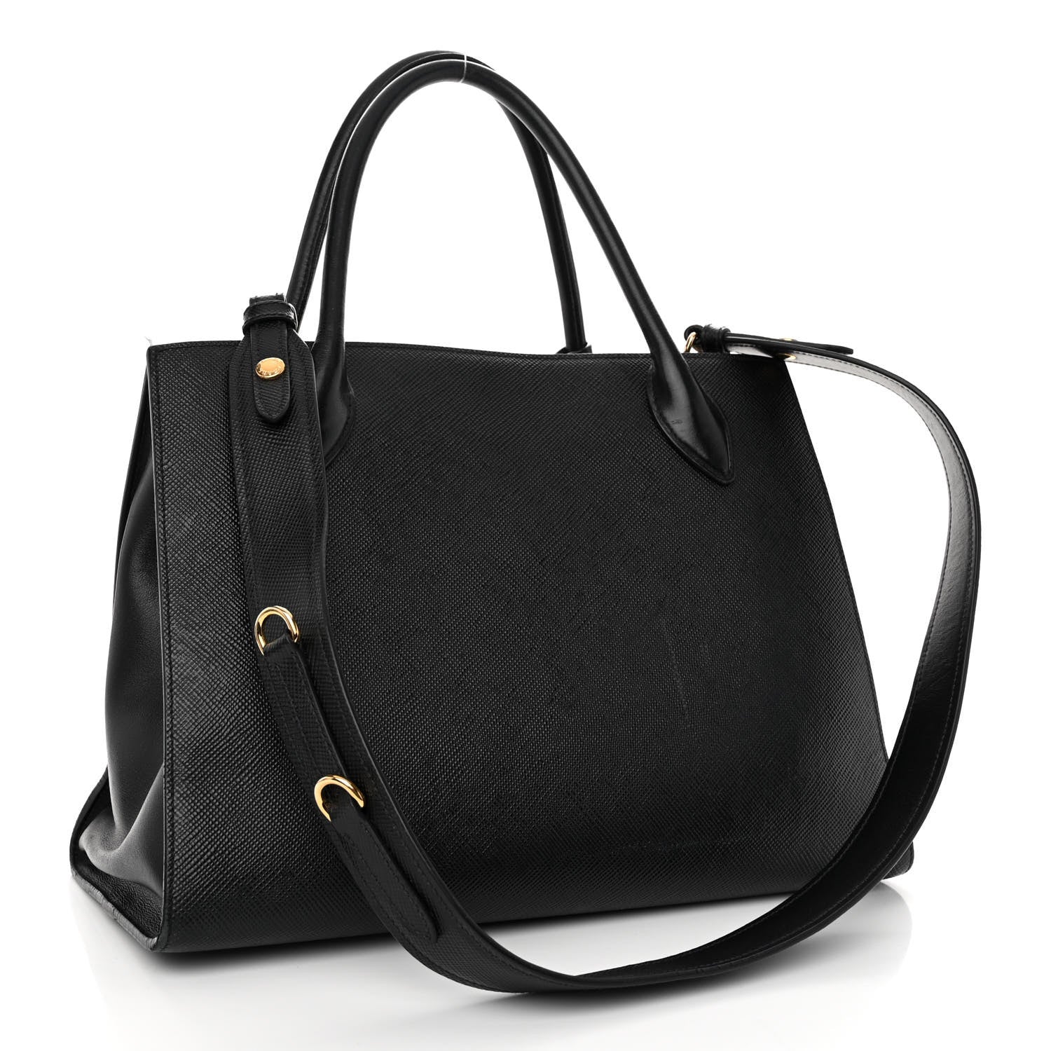 Prada Saffiano Cuir Calfskin Medium Monochrome Top Handle Tote Black 3 of 12