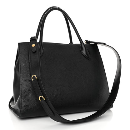 Prada Saffiano Cuir Calfskin Medium Monochrome Top Handle Tote Black 3 of 12